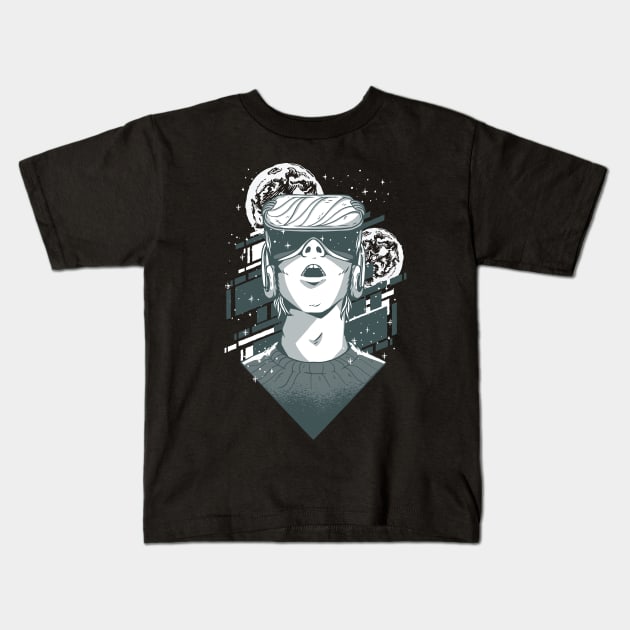 gamer winner in virtual reality video game Kids T-Shirt by Midoart